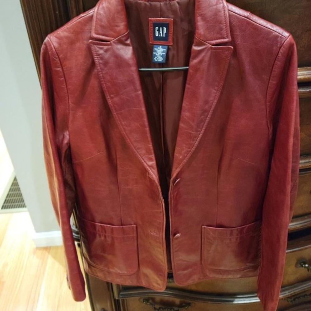 Gap Vintage Red Leather Blazer